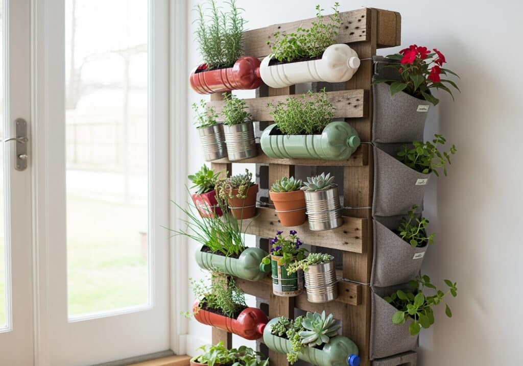 jardim vertical DIY com materiais baratos
