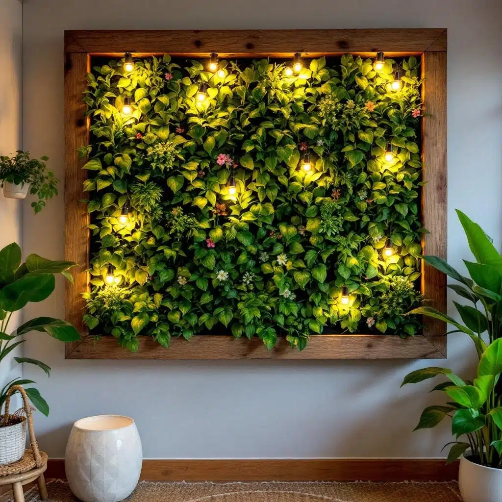 decoracao-jardim-vertical-artificial-boho decoração com jardim vertical artificial boho