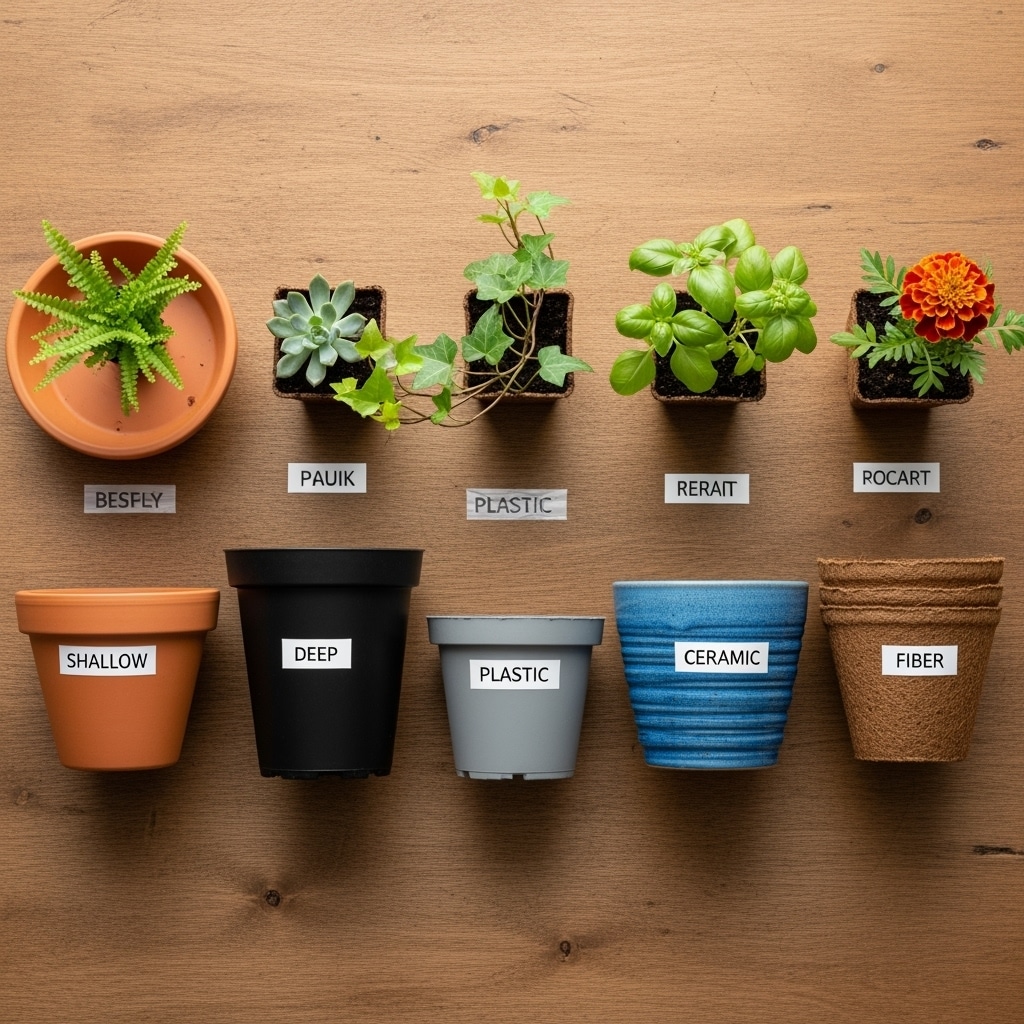Comparativo de vasos para jardim vertical por tipo e profundidade