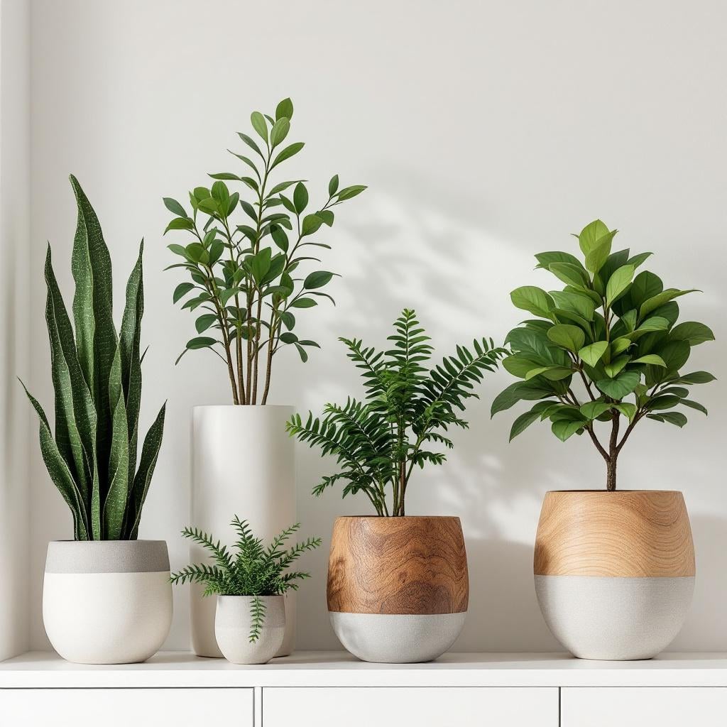 composição de plantas artificiais em diferentes alturas
