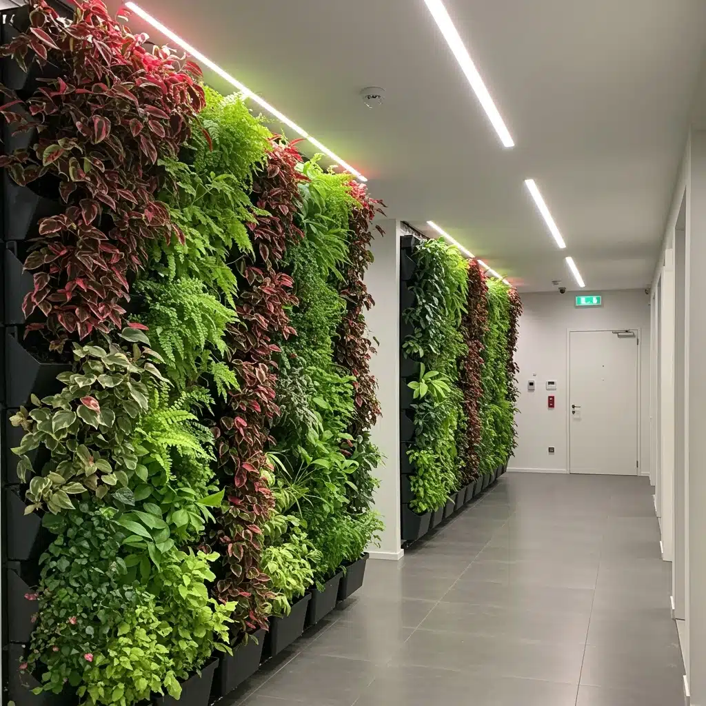 jardim-vertical-decorativo-led Jardim interior vertical com iluminação em LED