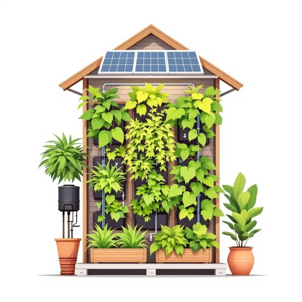jardim vertical sustentável com irrigação solar