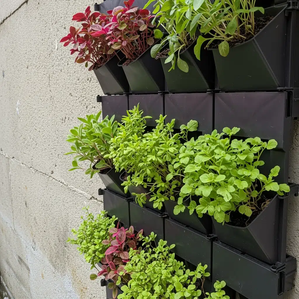 painel-modular-plastico-jardim-urbano (1) painel vertical para jardim com módulos plásticos e plantas coloridas