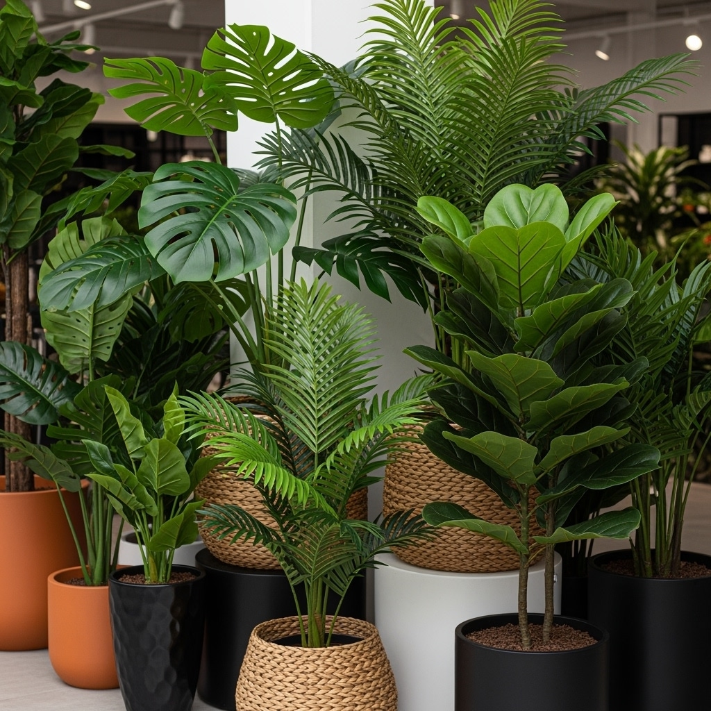 variedades de plantas artificiais grandes decorativas