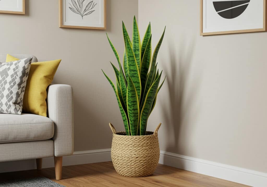 vaso com planta artificial em canto de sala