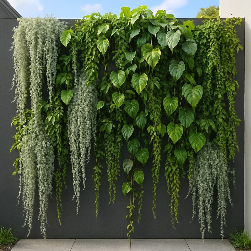 Jardim vertical com plantas cascata variadas