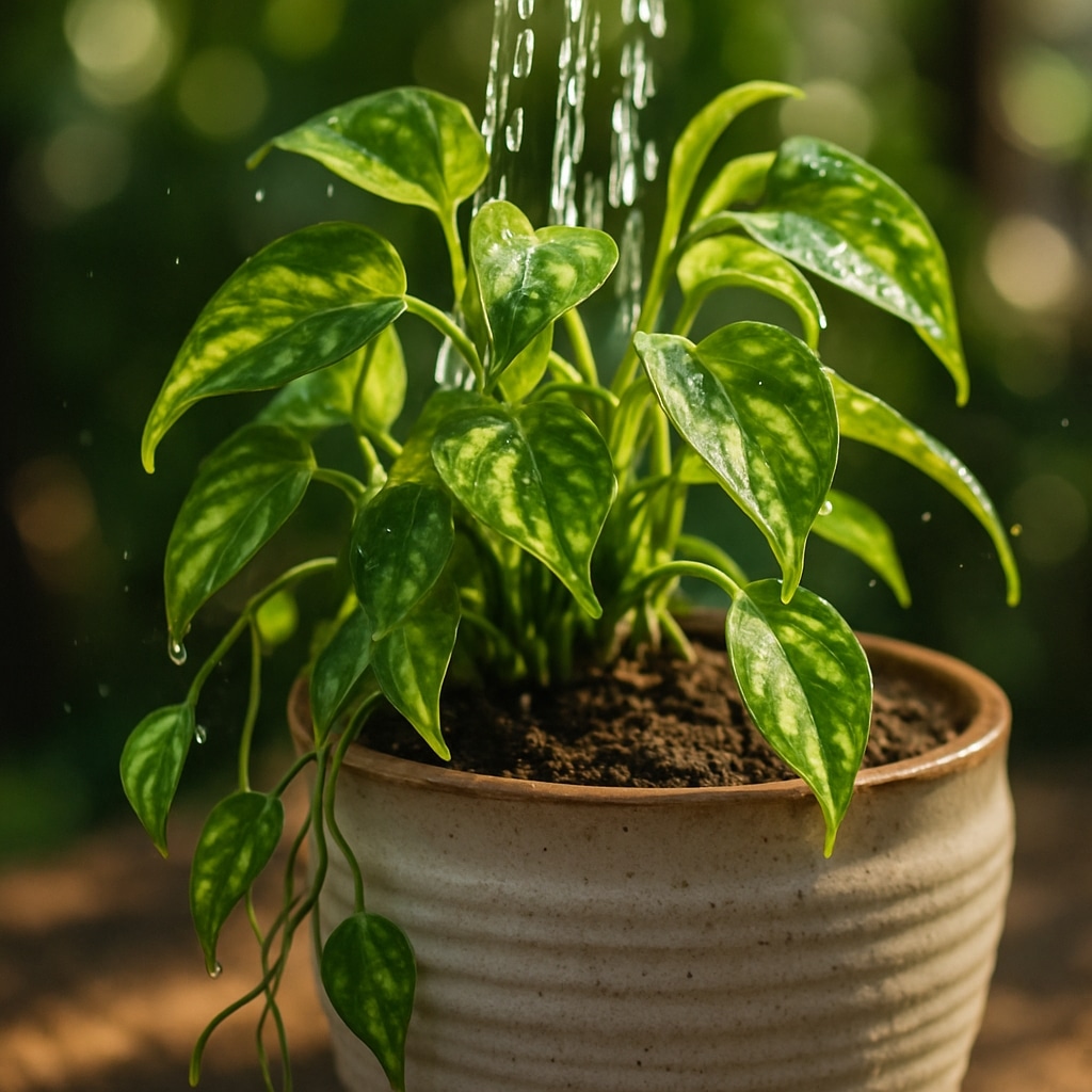 Rega da planta cascata em vaso de cerâmica