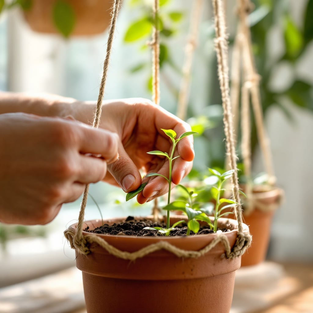 Adubação orgânica em plantas suspensas.