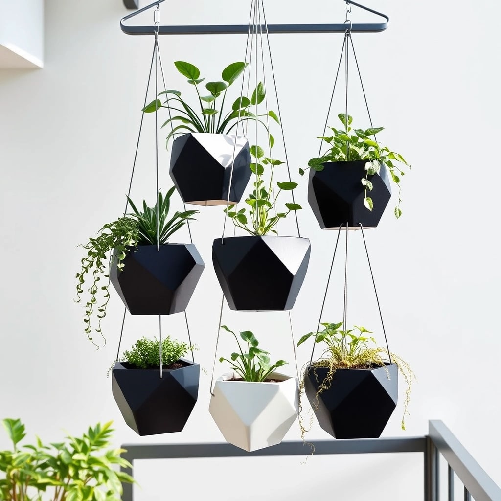 Jardim suspenso moderno em apartamento urbano.