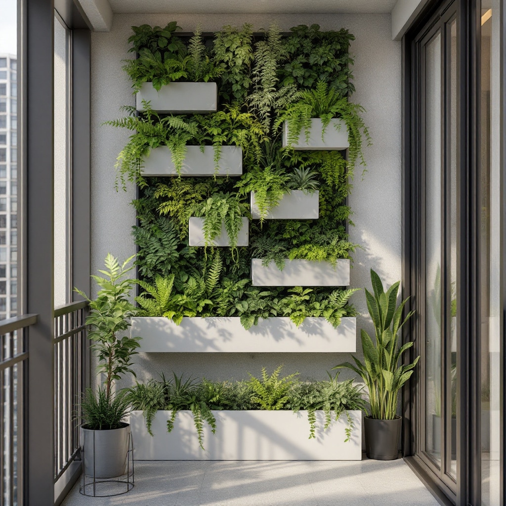 Jardim suspenso vertical em painel modular.