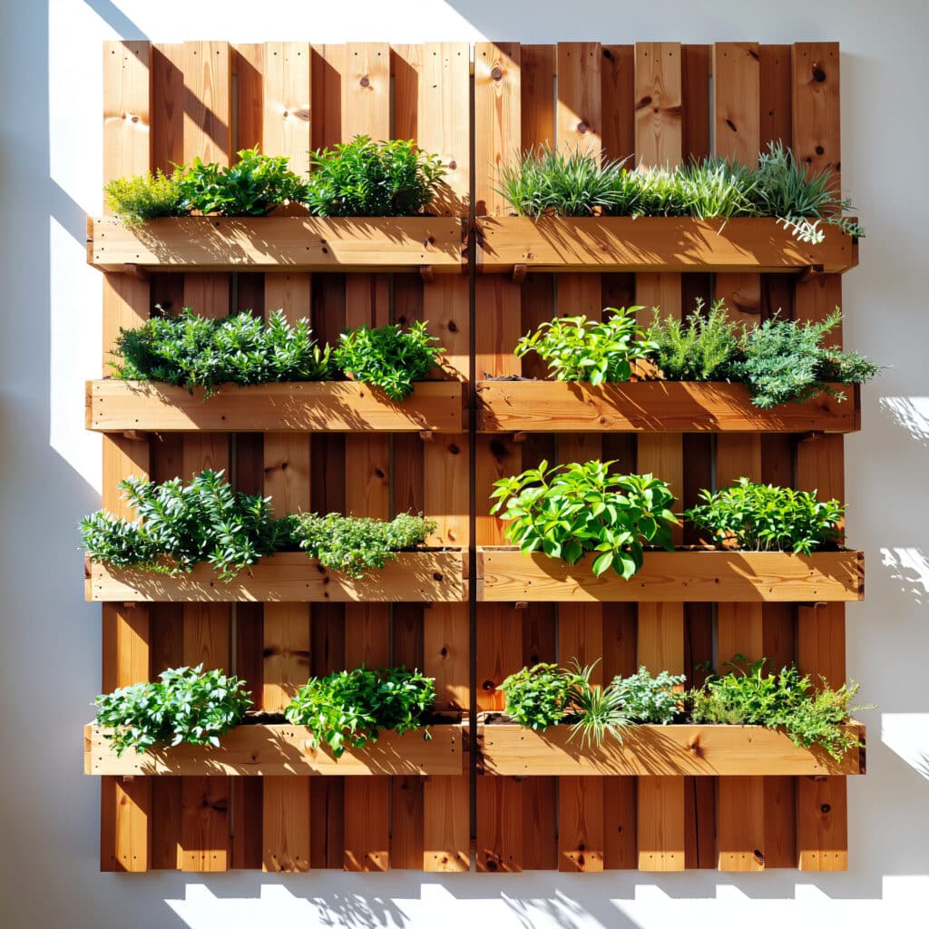 Jardim vertical sustentável feito com paletes reciclados