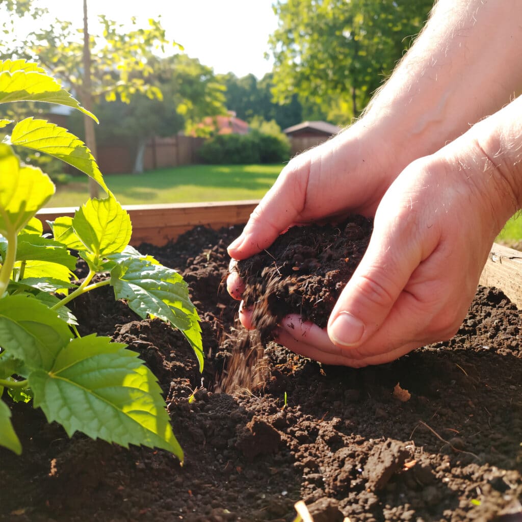 Adubação orgânica no jardim