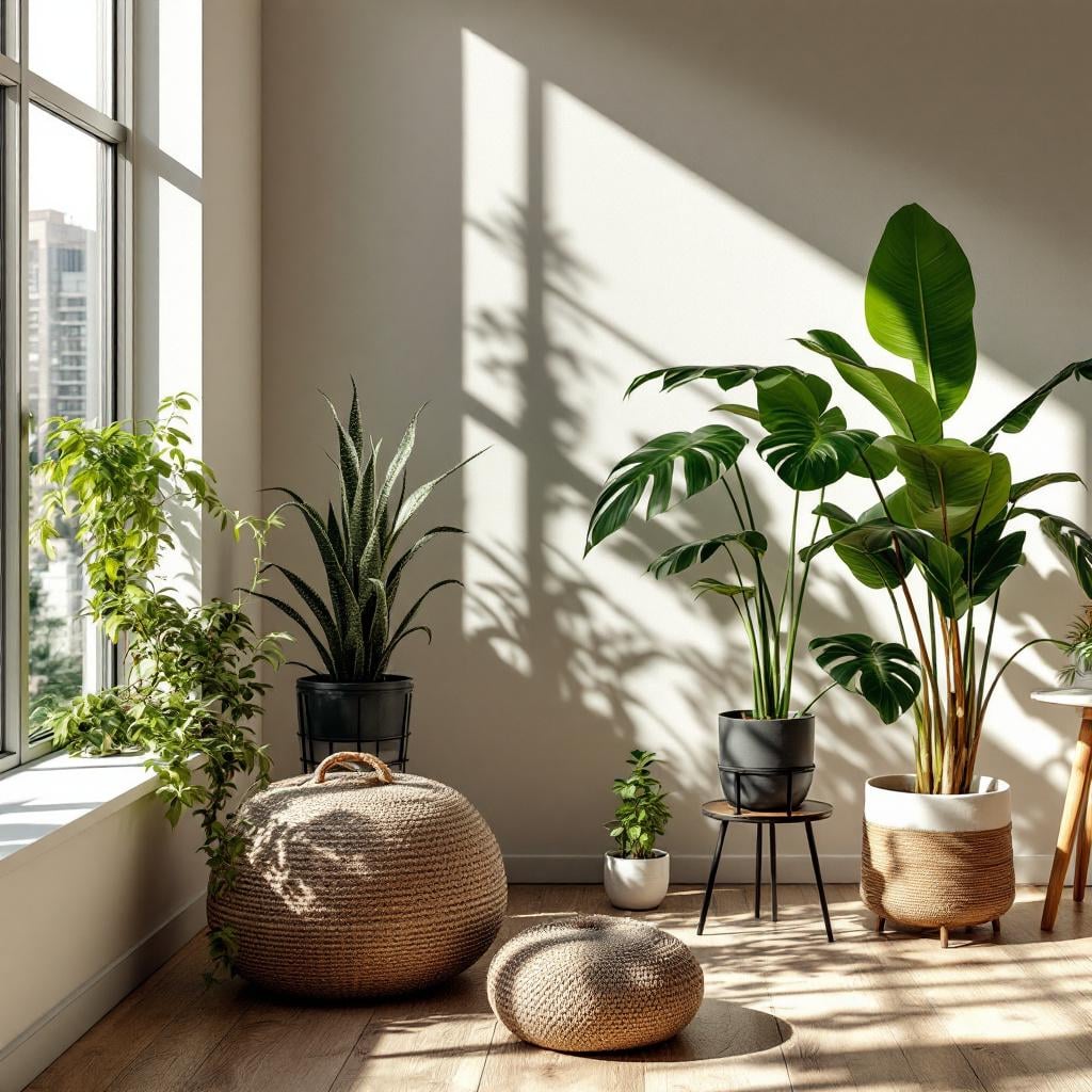Combinação de luz natural e artificial para plantas